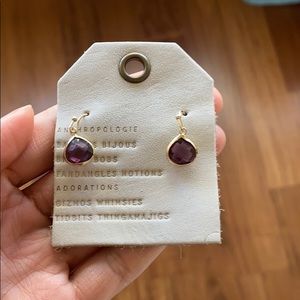 Anthropologie purple water drop earrings